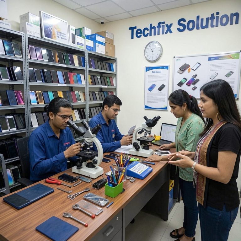 freepik_make-a-mobile-repairing-office-named-techfix-solution-featuring-mobiles-stacked-on-racks-technicians-using-microscopes-and-tools-reception-lady-welcoming-customers_0001